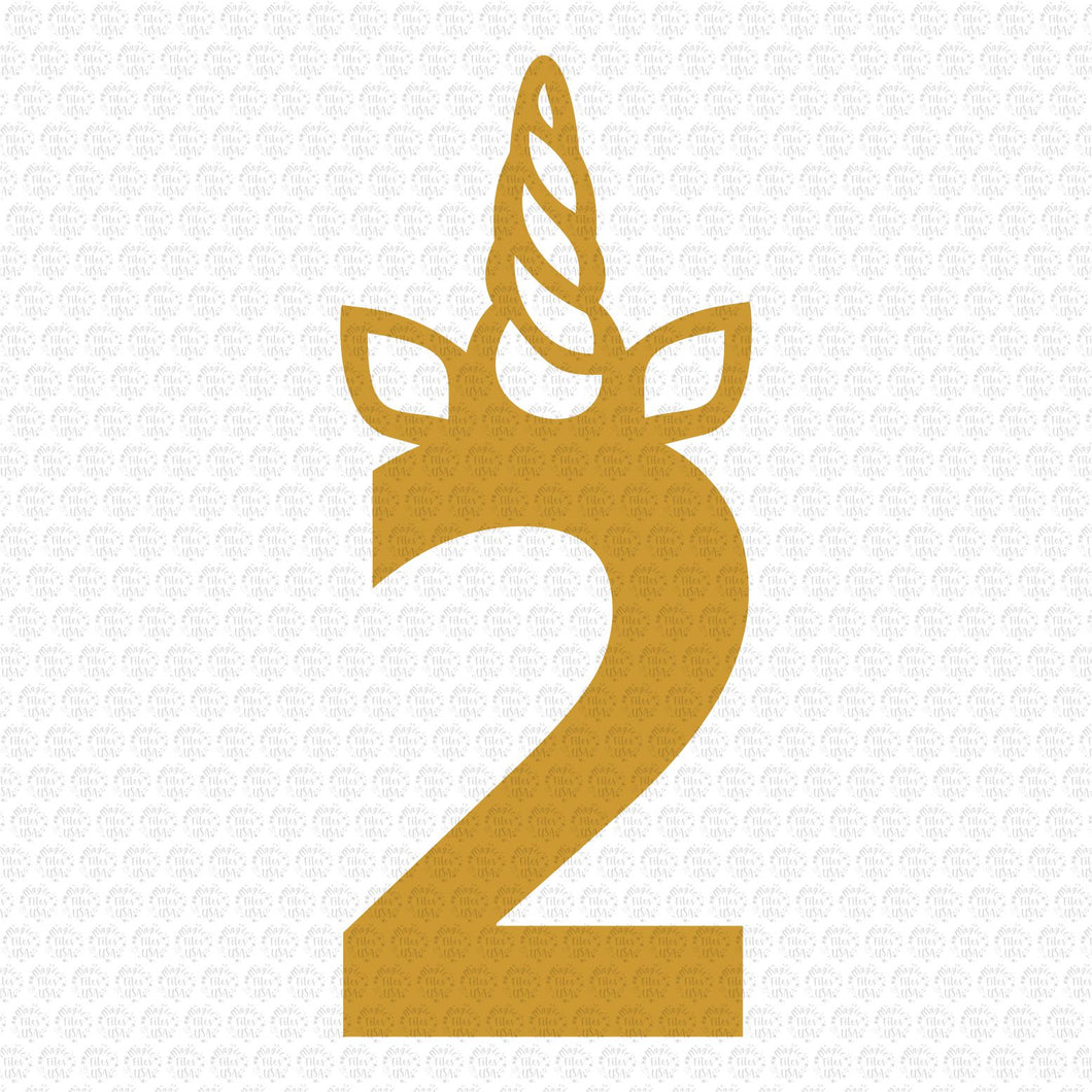 2nd Birthday Unicorn Horn Svg
