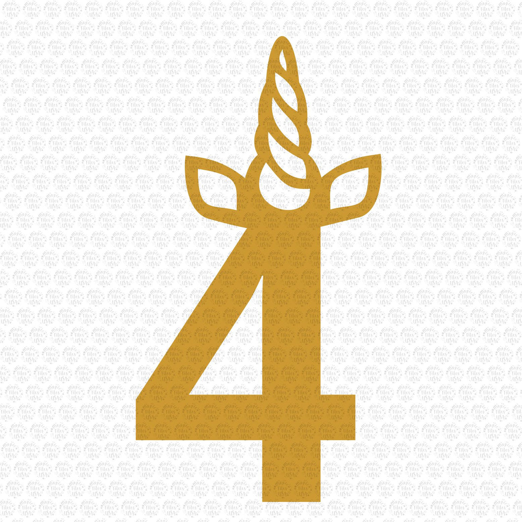 4th Birthday Unicorn Horn Svg