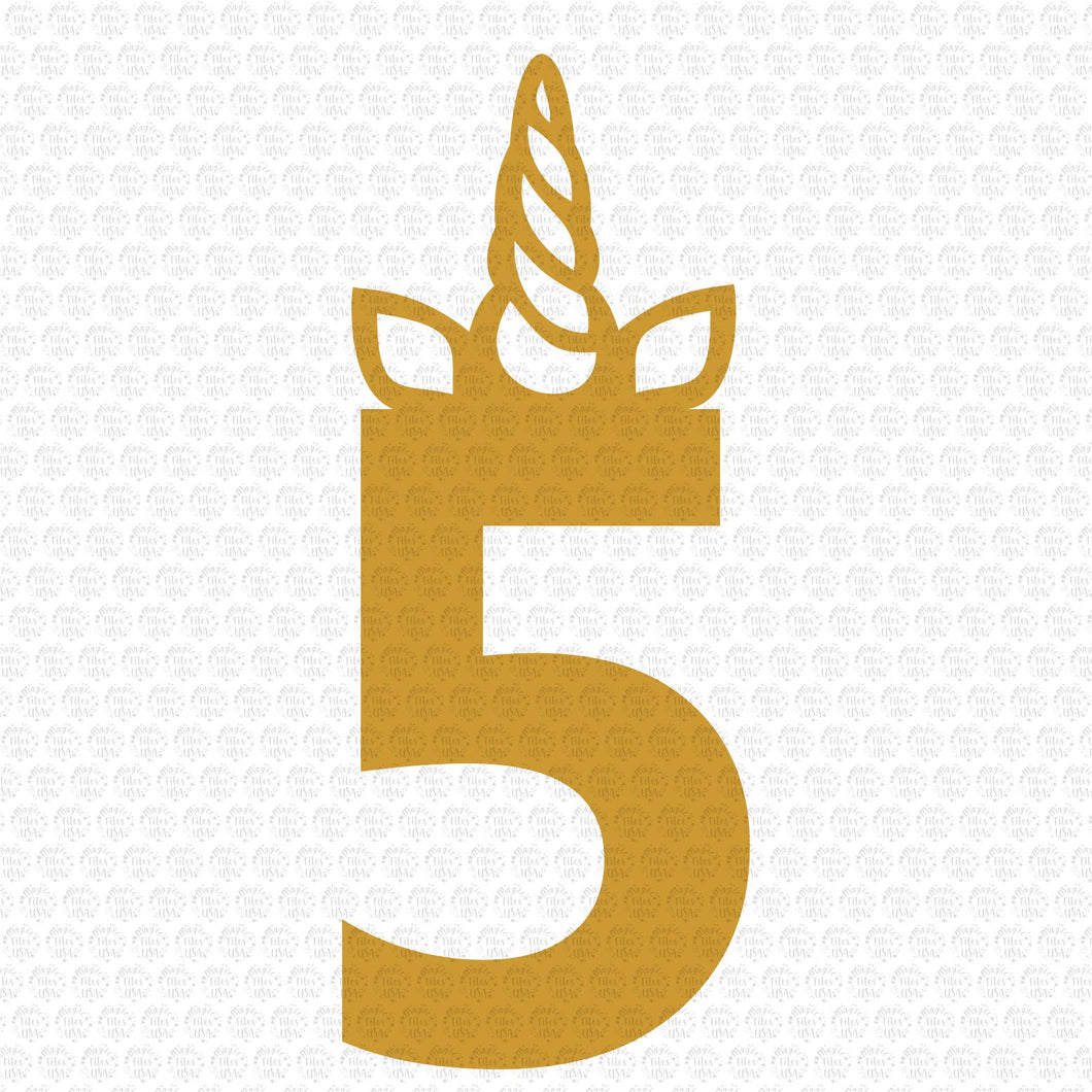 5th Birthday Unicorn Horn Svg