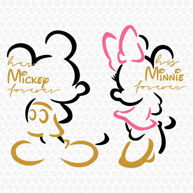 Her Mickey Forever and His Minnie Forever Silhouette Color Svg