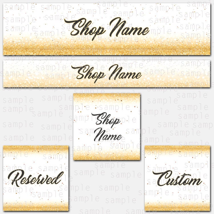 Etsy Store Gold Banner - Stars