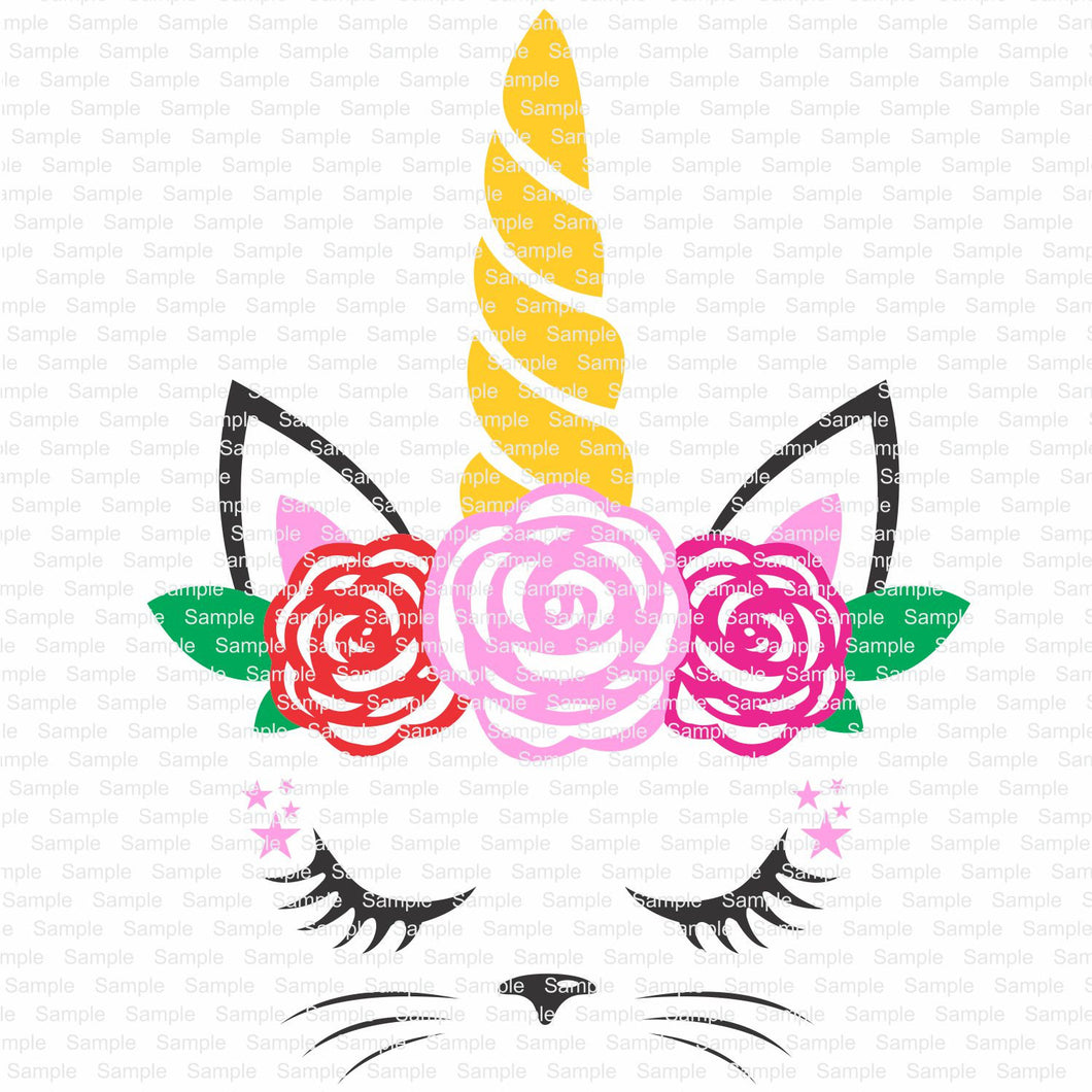 Cat Unicorn  Flowers SVG
