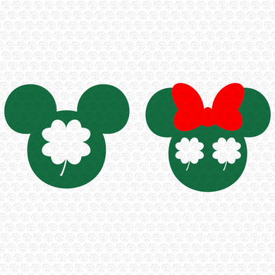 Mickey and Minnie Mouse Head St Patricks Day Svg