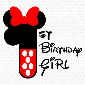 First Birthday Girl Minnie Mouse Svg