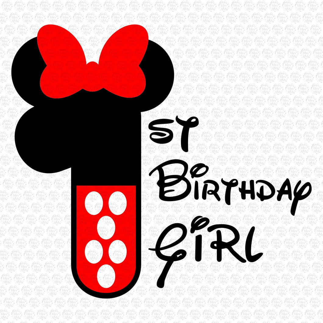 First Birthday Girl Minnie Mouse Svg